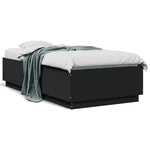 Bed Frame Black Engineered Wood Sigle Size