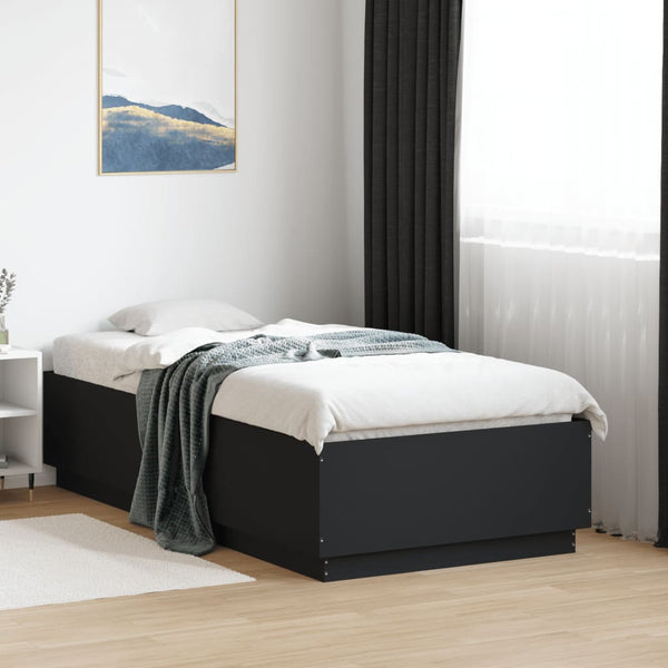  Bed Frame Black Engineered Wood Sigle Size