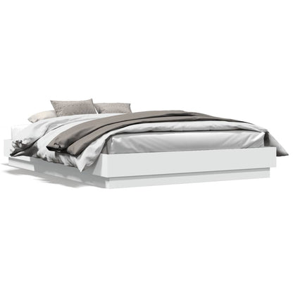 Bed Frame White Engineered Wood Queen Size - 203×153×23cm