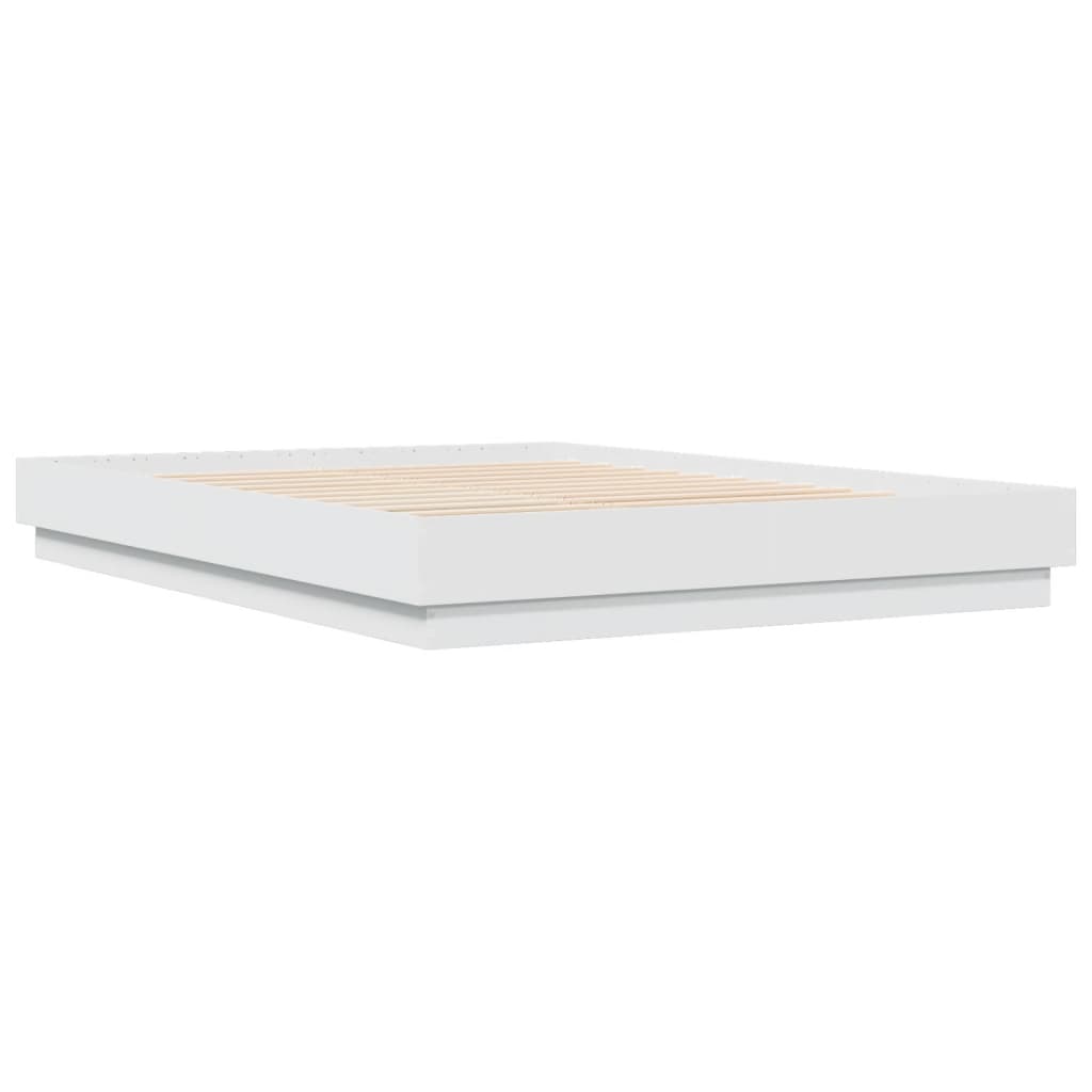 Bed Frame White Engineered Wood Queen Size - 203×153×23cm