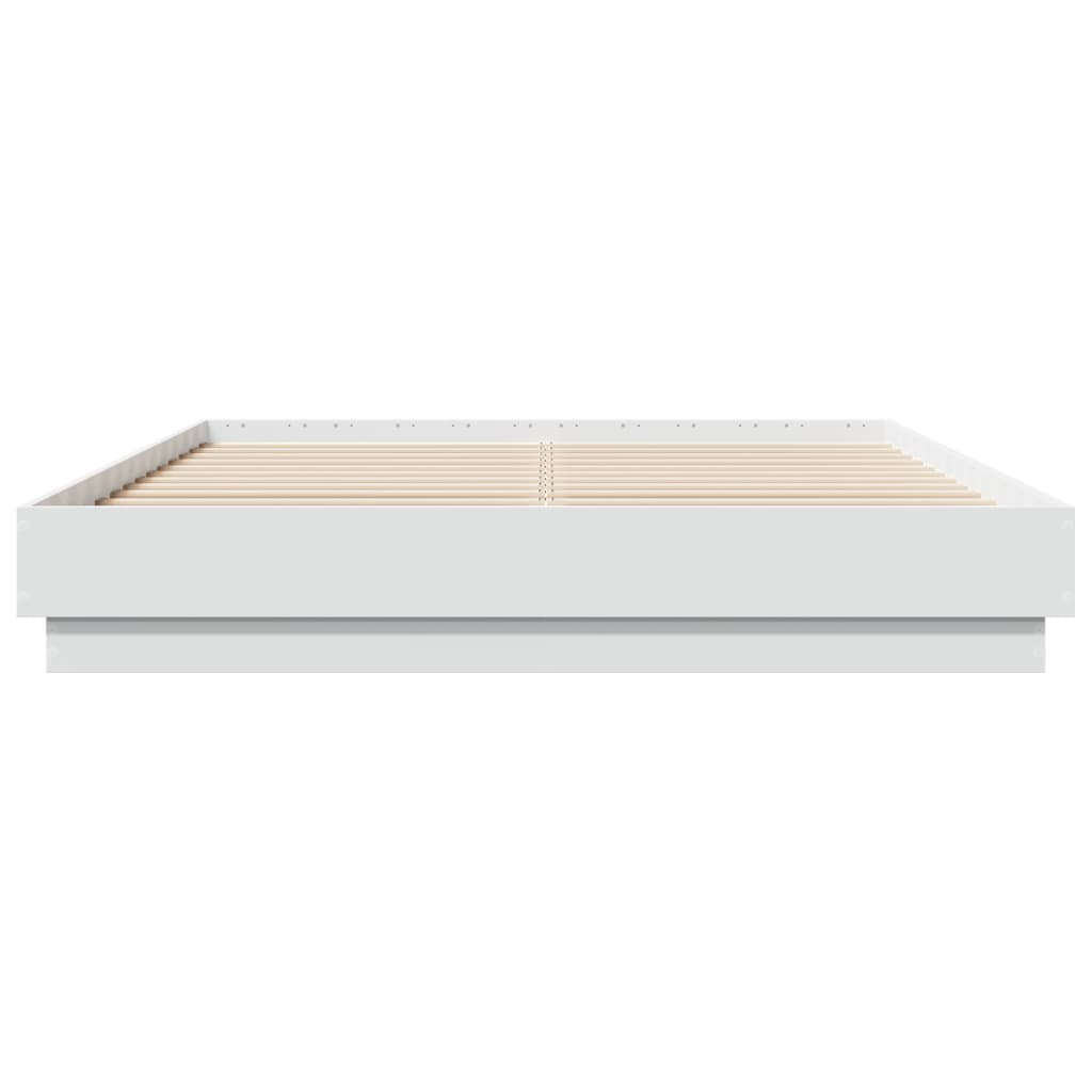 Bed Frame White Engineered Wood Queen Size - 203×153×23cm