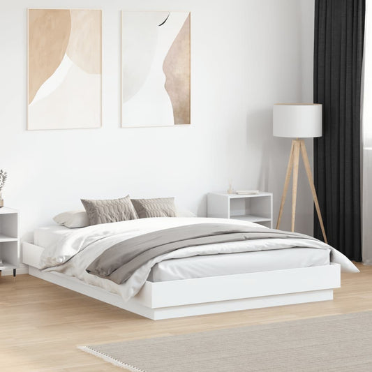 Bed Frame White - Engineered Wood Double Size