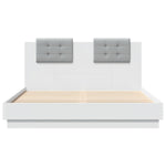 Bed Frame with Headboard White-Engineered Wood