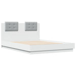 Bed Frame with Headboard White - Engineered Wood Double Size