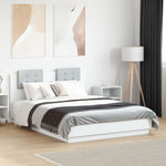 Bed Frame with Headboard White - Engineered Wood Double Size