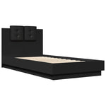 Bed Frame with Headboard Black Engineered Wood - Single Size