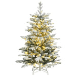 Artificial Hinged Christmas Tree with 150 LEDs and Flocked Snow 120 cm