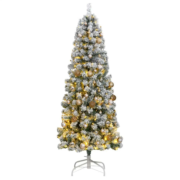  Artificial Hinged Christmas Tree with 300 LEDs , Ball Set 210 cm