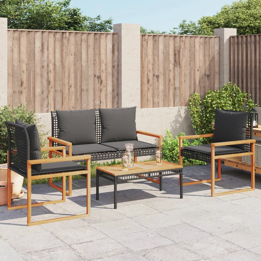 Contemporary 4 Piece Garden Lounge Set Patio Setup Garden Leisure 