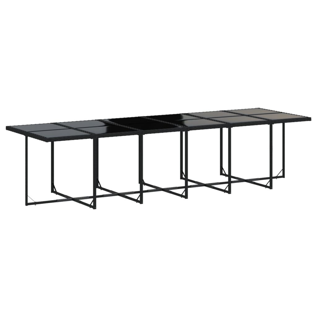 17 Piece Garden Dining Set with Cushions-Black Poly Rattan