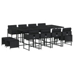 Stylish: 13 Piece Garden Dining Set with Cushions Black Poly Rattan