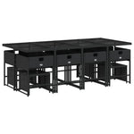 Stylish: 13 Piece Garden Dining Set with Cushions Black Poly Rattan