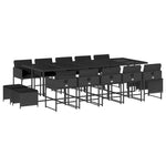 15 Piece Garden Dining Set with Cushions-Black Poly Rattan