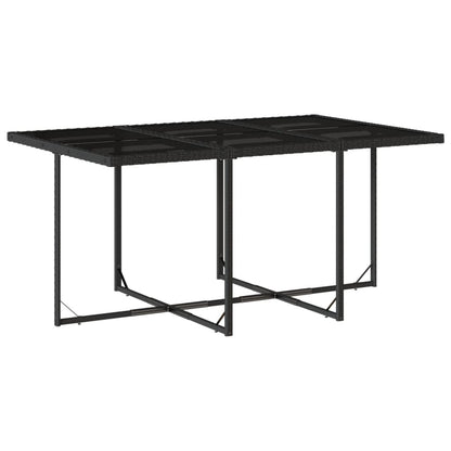 11-Piece Black Poly Rattan Garden Dining Set with Plush Cushions