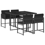 5-Piece Noir Poly Rattan Dining Set with Cushioned Comfort