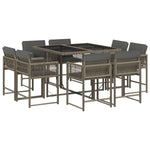 9-Piece Poly Rattan Dining Ensemble in Elegant Grey