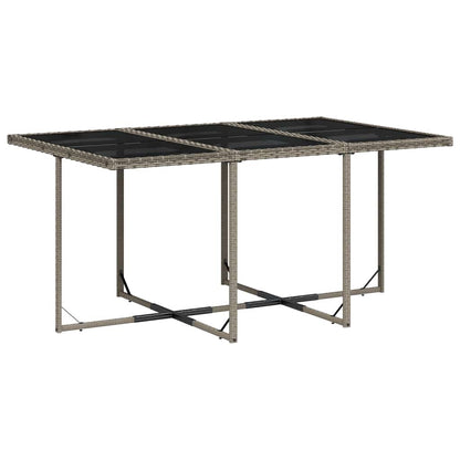 7 Piece Garden Dining Set with Cushions Grey Poly Rattan - 165×106×73cm