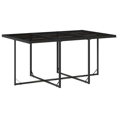 11 Piece Garden Dining Set with Cushions Black Poly Rattan - 165×106×73cm