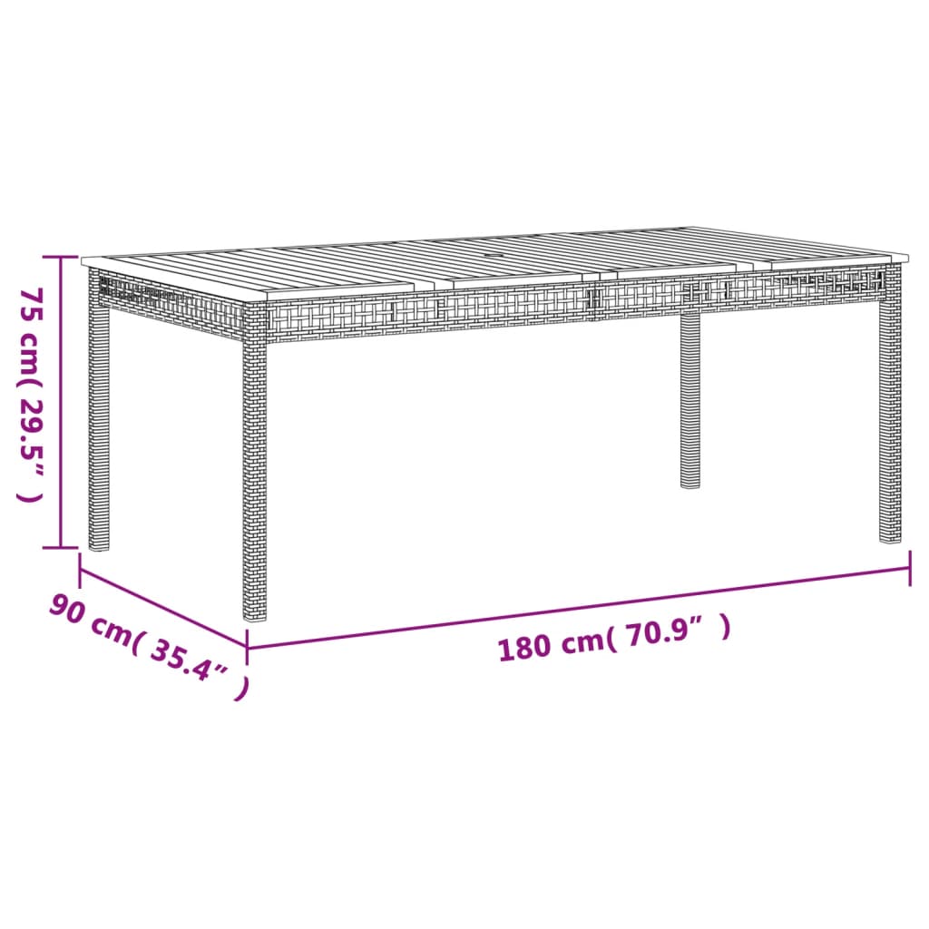 Versatile Garden Table Black 180x90x75 cm Home Decor Accent Boho 