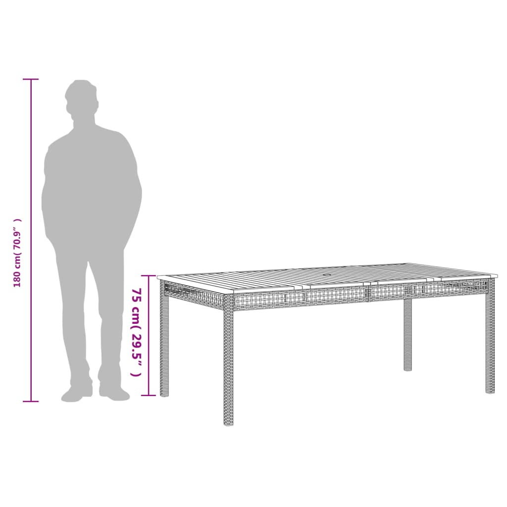 Versatile Garden Table Black 180x90x75 cm Home Decor Accent Boho 