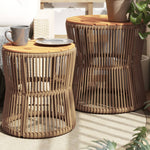 Contemporary Garden Side Tables 2 pcs Home Decor Accent Evening