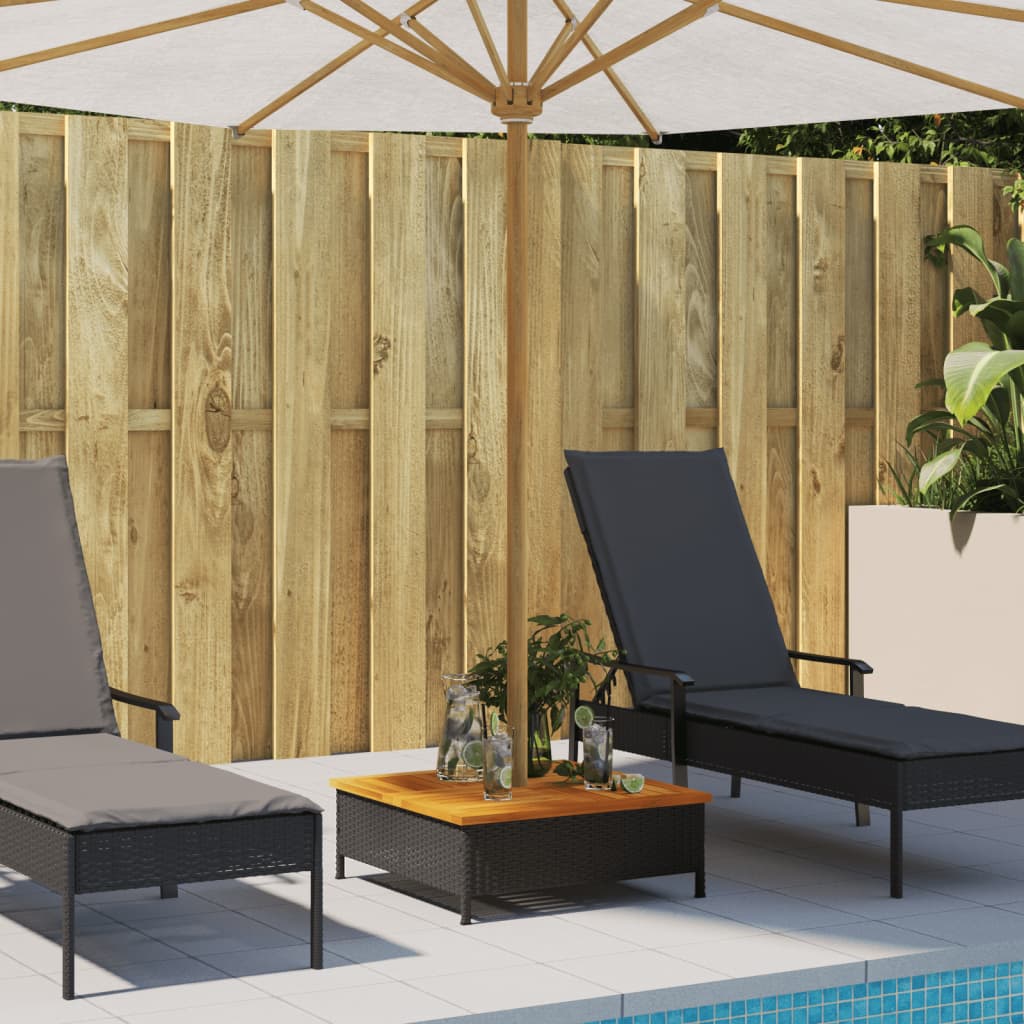 Parasol Base Cover Blac Poly Rattan and Acacia