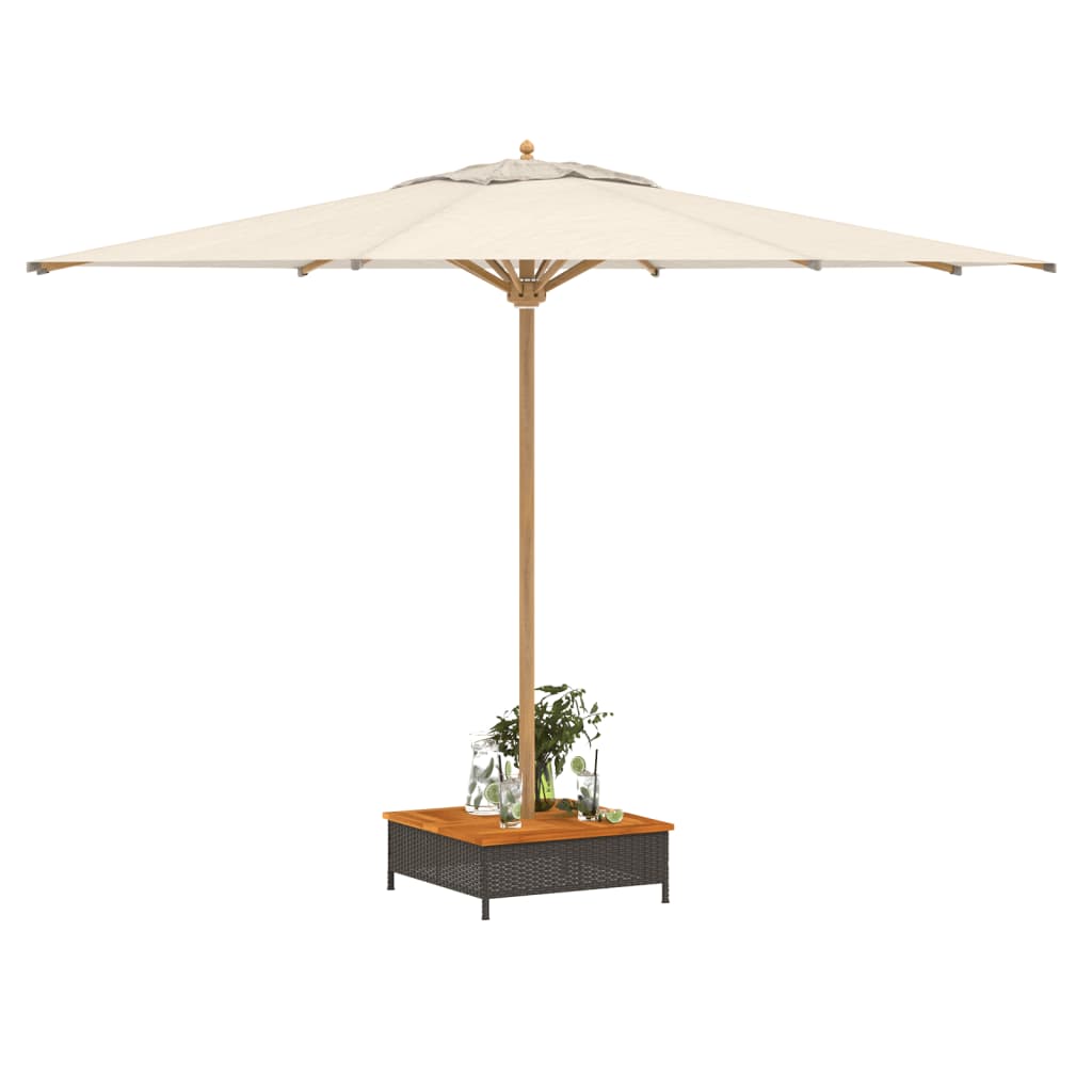 Parasol Base Cover Blac Poly Rattan and Acacia