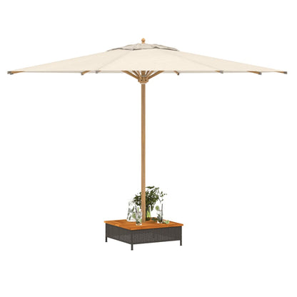 Parasol Base Cover Blac Poly Rattan and Acacia
