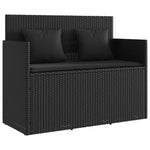 Garden Bench with Cushions-Black Poly Rattan