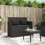 Garden Bench with Cushions-Black Poly Rattan