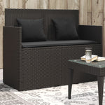 Garden Bench with Cushions-Black Poly Rattan