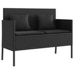 Garden Bench with Cushions Black Poly Rattan