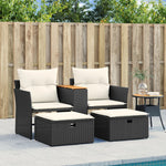 Garden Sofa 2-Seater with Stools Black Poly Rattan