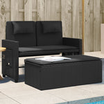 Reclining Garden Bench with Cushions Black Poly Rattan