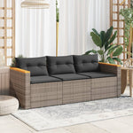 Garden Sofa with Cushions 3-Seater Grey Poly Rattan