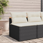 Garden Sofas Armless with Cushions 2 pcs Black Poly Rattan