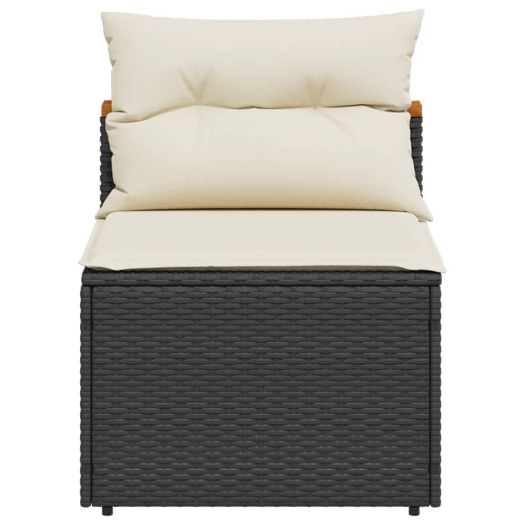 Garden Sofas Armless with Cushions 2 pcs Black Poly Rattan