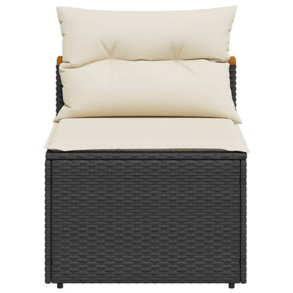Garden Sofas Armless with Cushions 2 pcs Black Poly Rattan