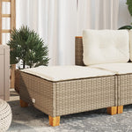 Garden Stool with Cushion Beige Poly Rattan