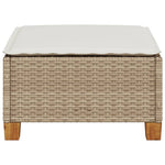 Garden Stool with Cushion Beige Poly Rattan