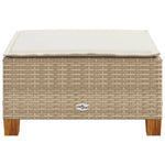 Garden Stool with Cushion Beige Poly Rattan