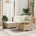 Garden Stool with Cushion Beige Poly Rattan