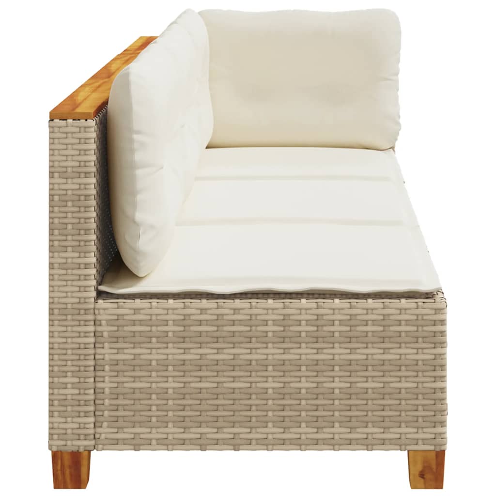 Garden Sofa with Cushions 3-Seater - Beige Poly Rattan