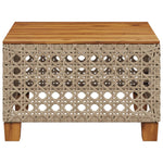 Garden Table Beige Poly Rattan Acacia Wood