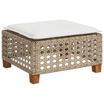 Garden Stool with Cushion Beige Poly Rattan