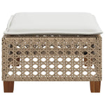 Garden Stool with Cushion Beige Poly Rattan