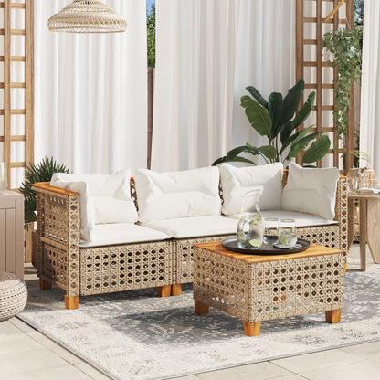 Garden Sofa with Cushions 3-Seater Beige - 63.5×63.5×62cm