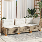 Garden Sofa with Cushions 3-Seater Beige Poly Rattan - Stylish