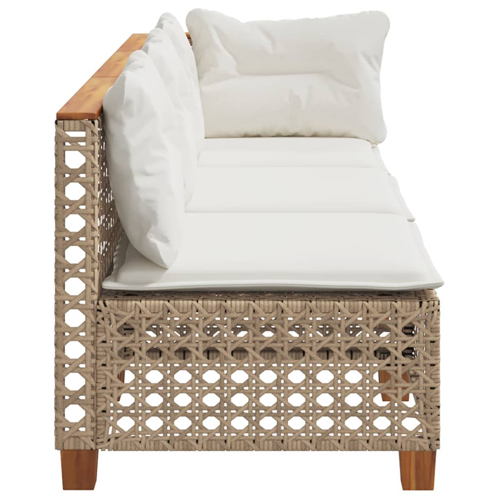 Garden Sofa with Cushions 3-Seater Beige - Poly Rattan