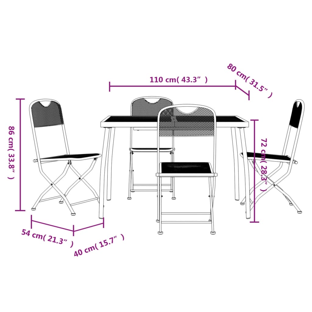 Decorative 5 Piece Garden Dining Set Patio Setup Urban Style 